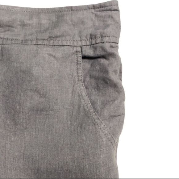 JNY Gray Linen Zip Fly Drawstring Shorts Pockets Women Size 10 - Picture 8 of 13